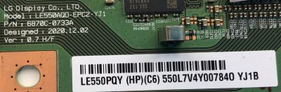 T-CON PARA TV LG / NUMERO DE PARTE 6871L-6903A / 6870C-0733A / 6903A / LE550PQY (HP)(C6) / PANEL AC550AQY APA1 / MODELO OLED55A1PUA.DUSQLJR - Imagen 2